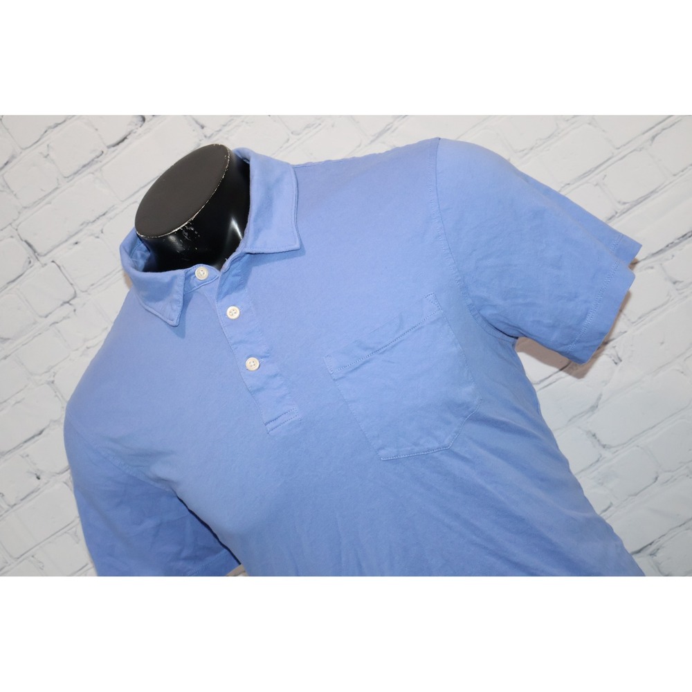 J.Crew Golf Polo Shirt Mens Large Blue Washed Cotton Short Sleeve Pocket